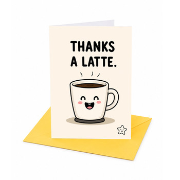 Coffee Cup With Latte Design Thank You Card