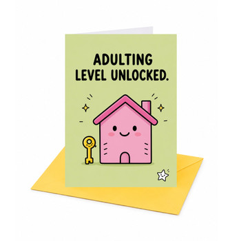 Adult Level Unlocked New Home Congratulations Card