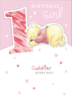 Winnie the Pooh Illustration Age 1 Girl Birthday Card