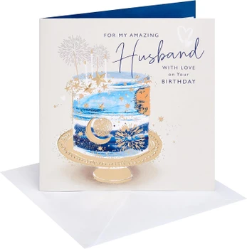 Cake with Sparklers Design Husband Birthday Card