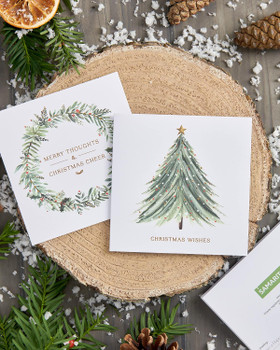Multipack of 10 Berry Christmas Luxury Design Christmas Cards with Envelopes