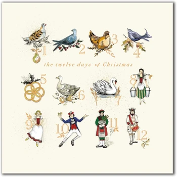 Pack of 8 Twelve Days of Christmas Samaritans Charity Christmas Cards