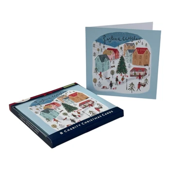 Pack of 8 Snowy Festive Village Samaritans Charity Christmas Cards