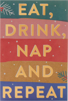 Box of 8 Eat, Drink & Repeat Foiled RSPCA Charity Christmas Cards