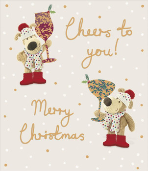 Boofles Holding Drinks Cheers To You Christmas Card