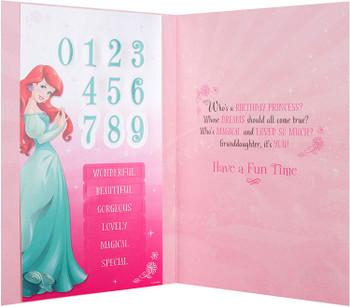 Disney Princess Granddaughter Birthday Card 'with Stickers' 