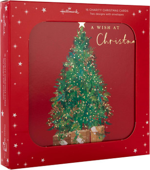 Xmas Tree & Wreath Artwork 16 Pack 2 Designs Charity Christmas Cards