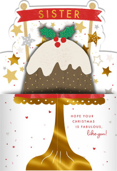 Pudding Design Fabulous Message Sister Christmas Card