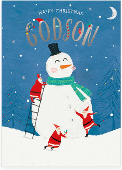 Snowman Design Godson Christmas Card