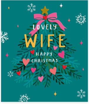 Tree With Hearts Design Wife Christmas Card