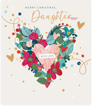 Foliage Heart Design Daughter Christmas Card