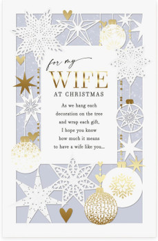 Hanging Baubles Design Wife Christmas Card