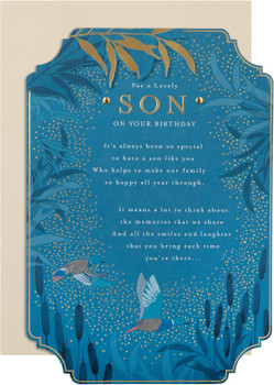 Blue Traditional Floral Design with Heartfelt Verse Son Birthday Card