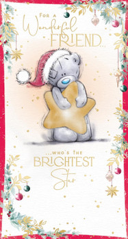 Bear Holding Star Wonderful Friend Christmas Card