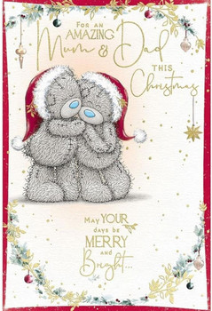 Bears Hugging Amazing Mum & Dad Christmas Card