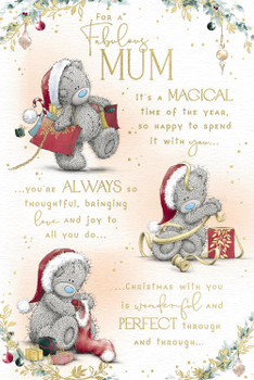Bear With Shopping Bags Fabulous Mum Christmas Card