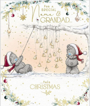 Bears With Bells On Strings Special Nana & Grandad Christmas Card