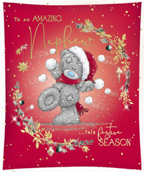 Bear With Snowball Amazing Nephew Christmas Card