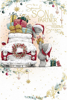Bears Loading Car With Presents Special Son And Partner Christmas Card
