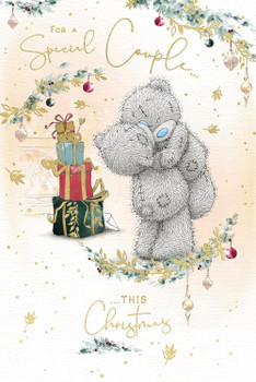 Bears Embracing By Stack Of Gifts Special Couple Christmas Card