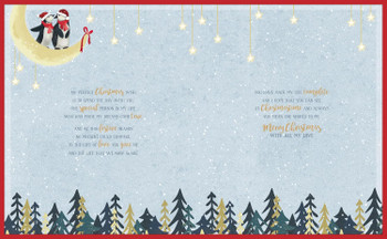 Penguins Standing On The Moon One I Love Luxury Boxed Handmade Christmas Card