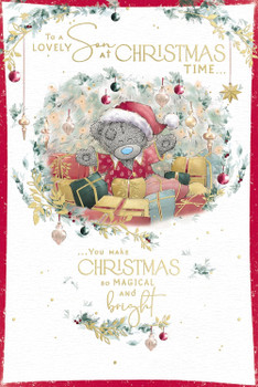 Bear Amidst Lots Of Presents Son Christmas Card