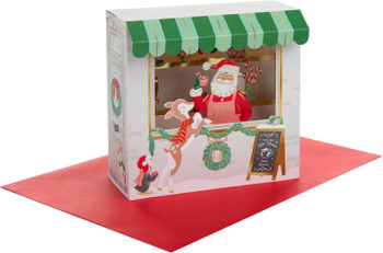 Paper Wonder 3D Pop Up Santa Hot Cocoa Shop Christmas Card