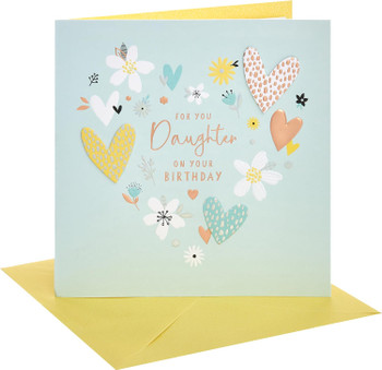 Flowers & Heart Design Daughter Birthday Card