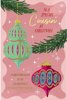 Baubles Design Cousin Christmas Card