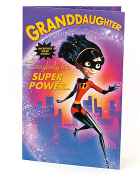 Disney The Incredibles Granddaughter Birthday Card with Cut Out Mask