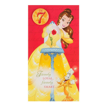 Hallmark Beauty and the Beast 7th Birthday Card "Badge" Medium