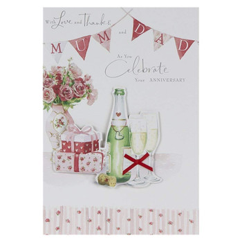 Hallmark Anniversary Card For Mum and Dad 'Love And Thanks' Medium Slim