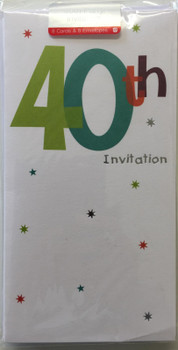 40th Birthday Party Invitations by Carlton Cards Pack of 8 White Invites