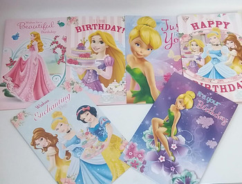 Disney Cards For Girls Mix of 6 Birthday Cards