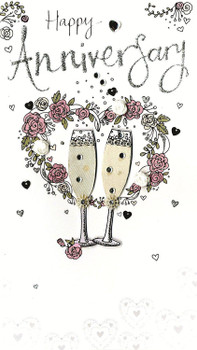 Happy Anniversary Luxury Champagne Greeting Card Hand Finished Cards