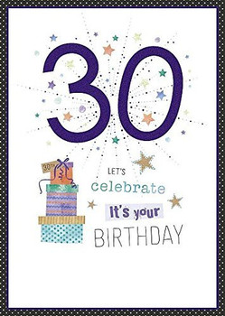 AGE 30TH BIRTHDAY CARD GLITTER NUMBER 30 MORDEN GREETING CARD