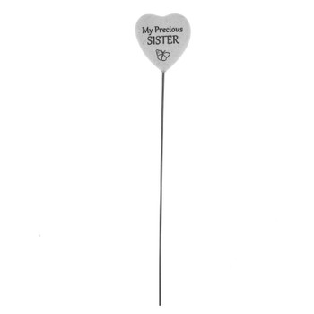 Graveside Plaque Thoughts Of You Resin Heart on Stick - Sister