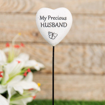 Graveside Plaque Thoughts Of You Resin Heart on Stick - Husband