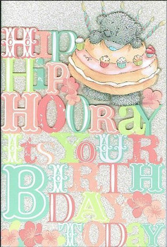 Me To You Open Birthday Card  Tatty Teddy Hip Hip Hooray 9" x 6" Code A01MZ059