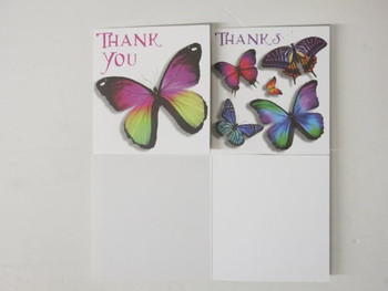 Simon Elvin open thank you cards - twin design pack - 8 cards with envelopes - butterfly butterflies design