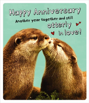 Hanson White Otterly in Love Anniversary Card