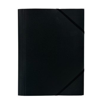Janrax A4 Black 3 Flap Folder with Elasticated Closure