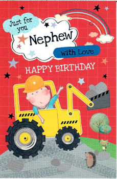 Wishing Well Nephew in His Tractor Birthday Card
