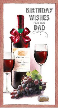 Wishing Well Red Wine for Dad Slim Birthday Card