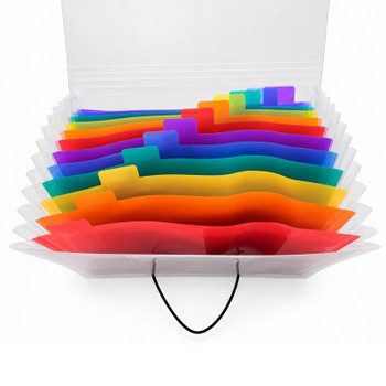 13 Part DL Rainbow Coloured Tabs Expanding File with Elastic Closure