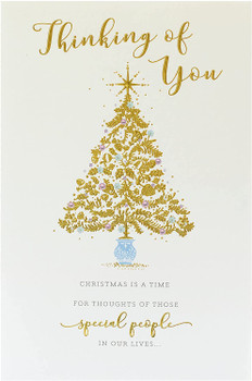 Thinking Of You Christmas Card (UKG-547179) Gold Foil Decorative Tree From The The Gibson Range Foiled & Embossed Finish