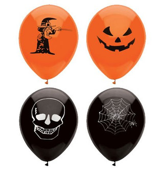 Pack of 12 Balloons 23cm Halloween Design Pack of 12 Balloons 23cm Halloween Design