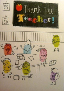 Thank You Teacher Thumb Print Characters Card
