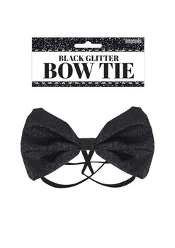 Bow Tie Glitter 12 x 7cm Black