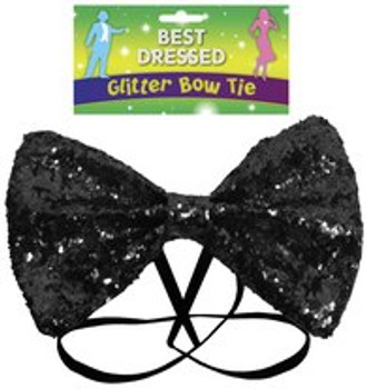 Bow Tie Glitter 12 x 7cm Black